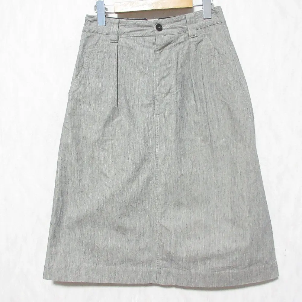 22SS MHL. エムエイチエル マーガレットハウエル IRREGULAR END ON END COTTON LINEN ミモレ丈 スカート 595-2132500 1 グレー