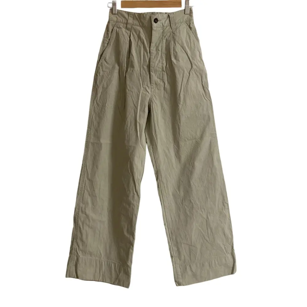 24SS MHL. エムエイチエル マーガレットハウエル VINTAGE COTTON PLAINWEAVE イージー ワイドパンツ サイズ0 ベージュ