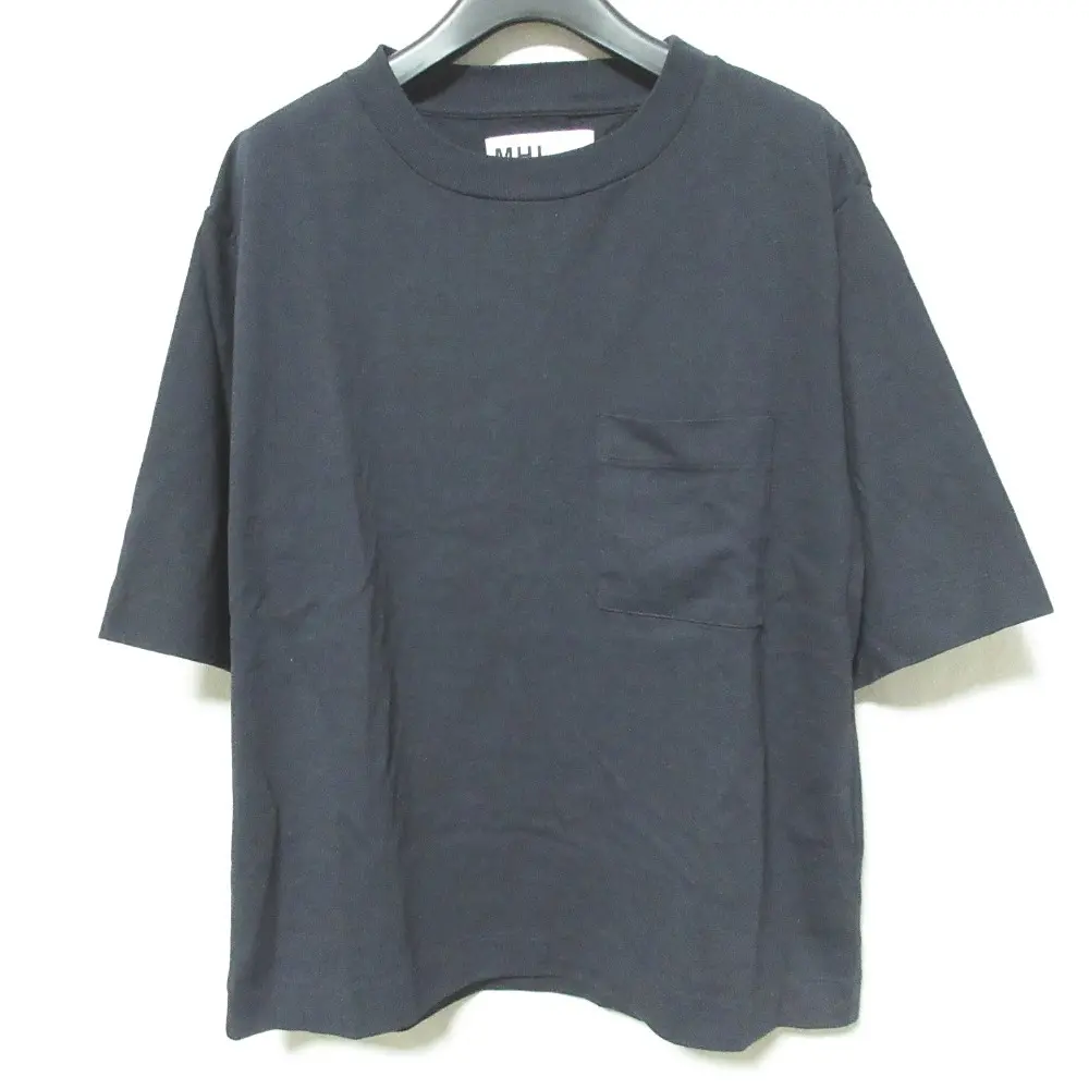 22SS MHL エムエイチエル マーガレットハウエル ポケットワイドTシャツ カットソー 595-2168582 サイズ2 ネイビー