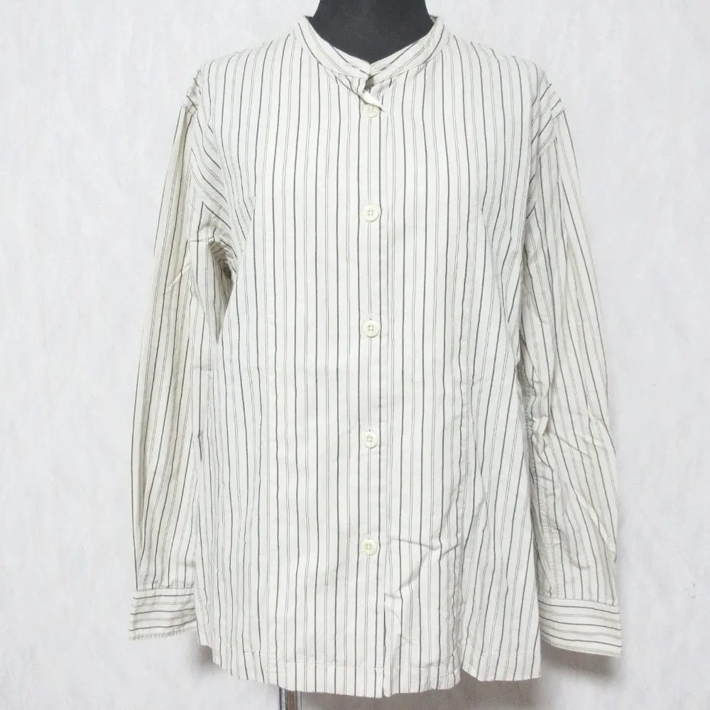 MHL. エムエイチエル マーガレットハウエル ストライプ バンドカラーシャツ 595-8153506 サイズ1 ベージュ 