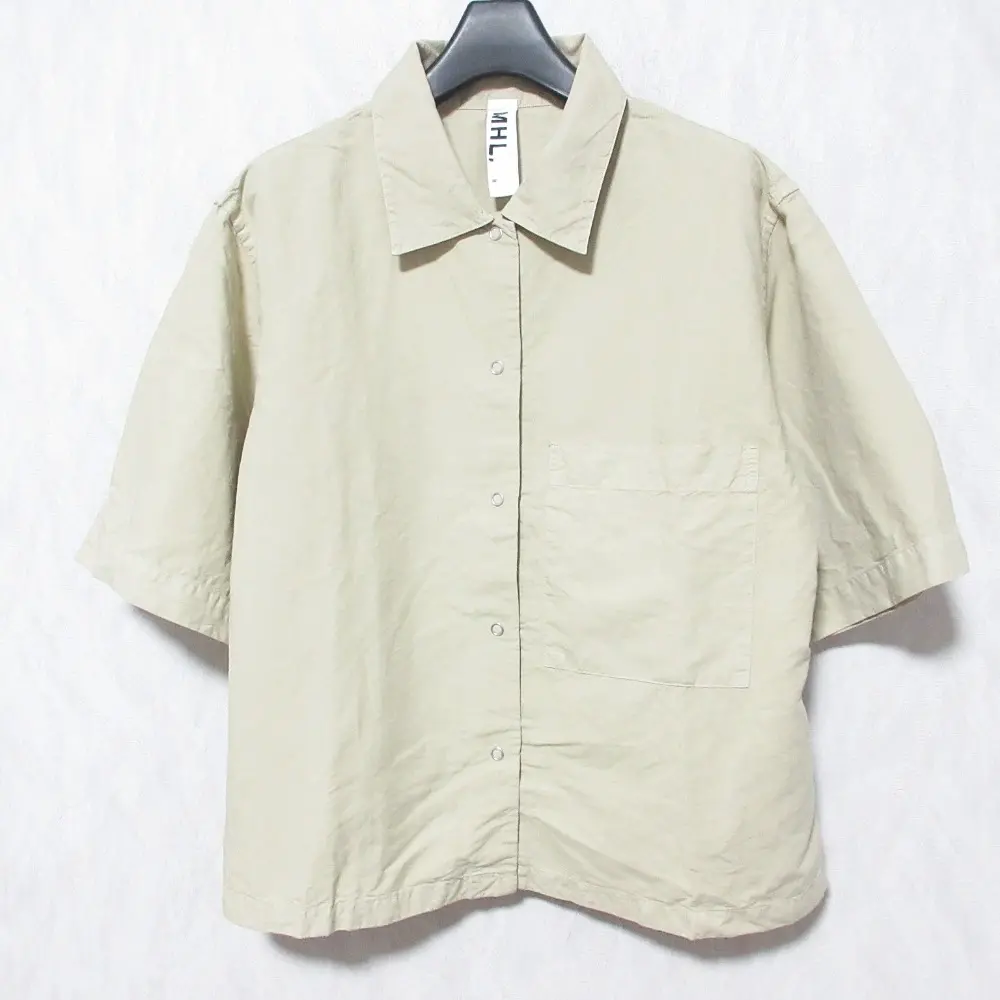 MHL. エムエイチエル マーガレットハウエル DRY COTTON LINEN ショートスリーブ シャツ 595-9152552 サイズ2 ベージュ