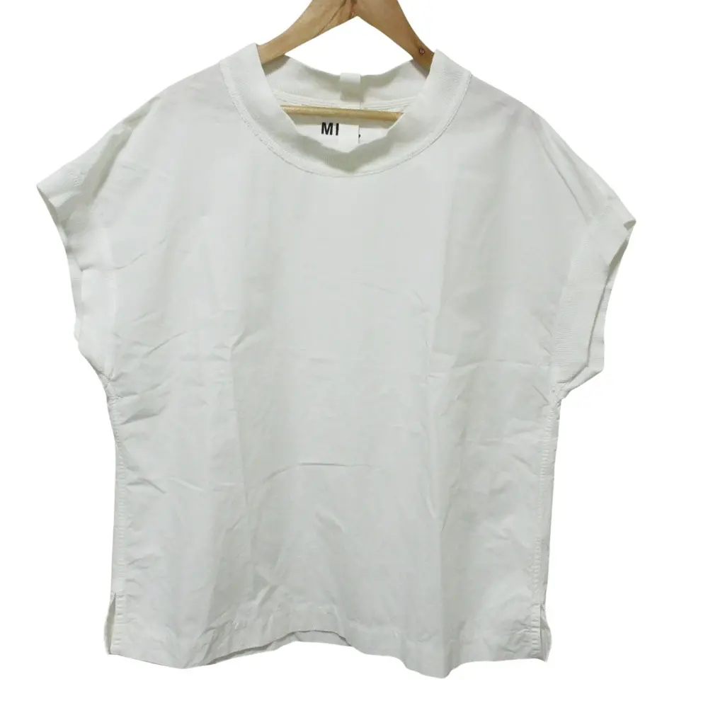 25SS MHL. エムエイチエル マーガレットハウエル HIGHCOUNT COTTON LINEN SHIRT 半袖 シャツ ブラウス 1 ホワイト