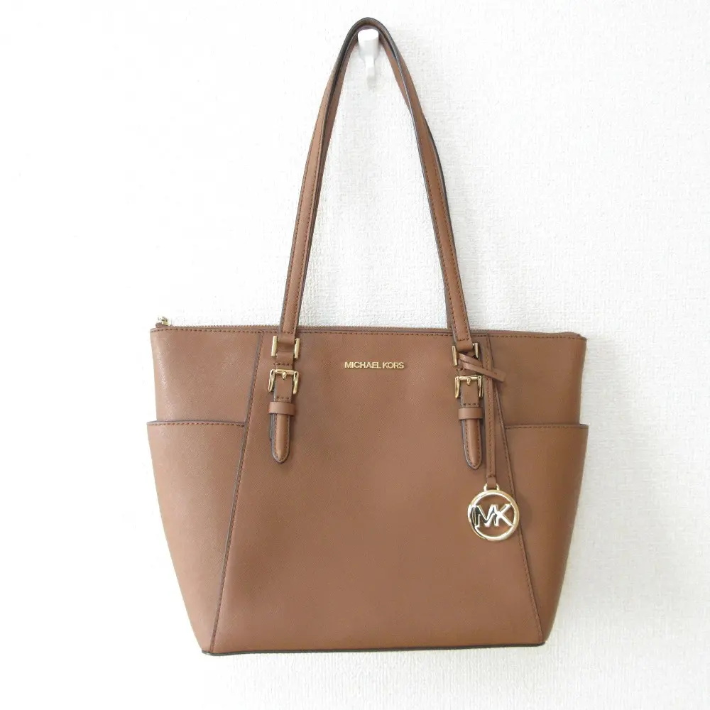 MICHAEL KORS マイケルコース シャーロット レザー ラージ トップ ジップ トート バッグ 35T0GCFT7L ブラウン