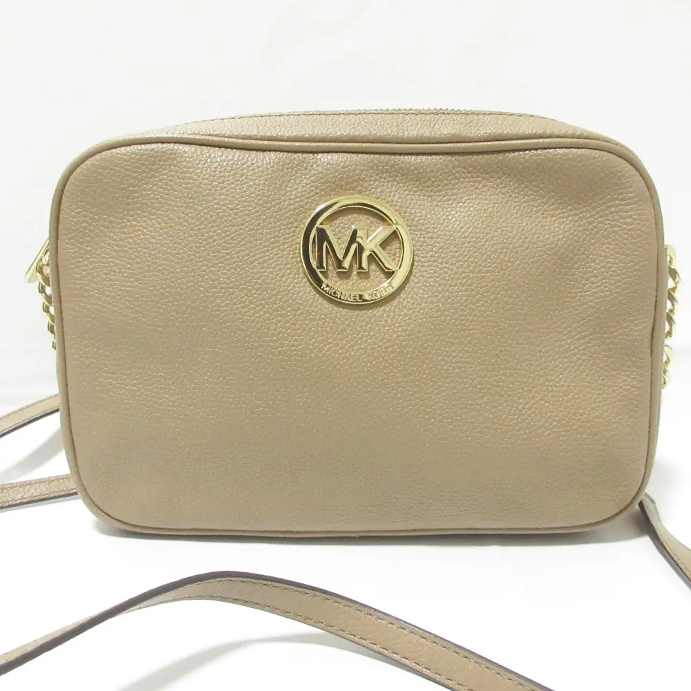 MICHAEL KORS マイケルコース レザー MK メタルロゴ チェーン ショルダーバッグ カメラバッグ 38S8XFTC3L ベージュ