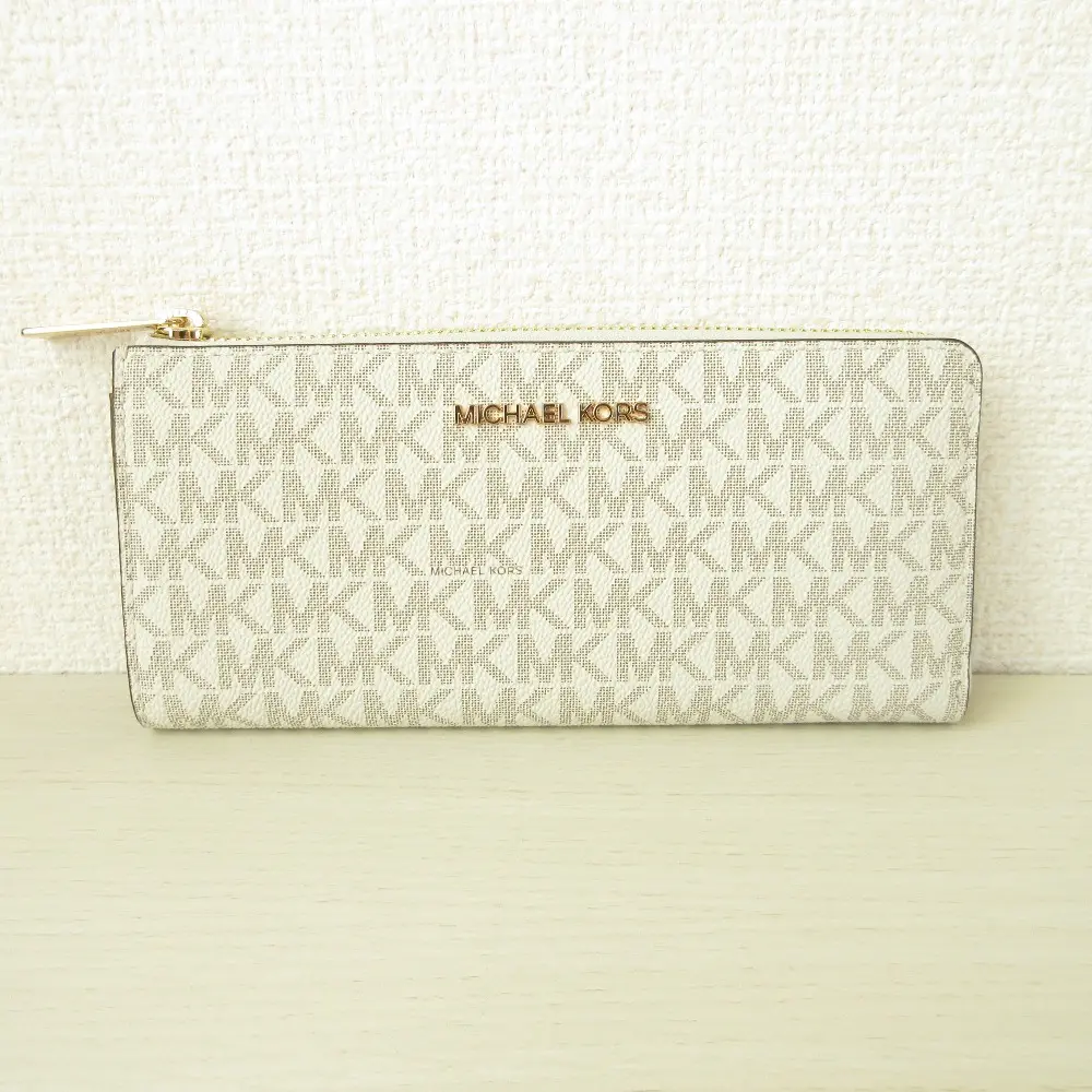 MICHEAL KORS マイケルコース JET SET TRAVEL LG TRIFOLD L ジップ ウォレット 長財布 バニラ ベージュ
