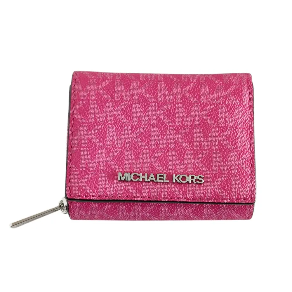 MICHAEL KORS マイケルコース MKシグネチャー JET SET TRAVEL ミッド ジップウォレット スモール 三つ折り財布 35S4STVZ5B ピンク