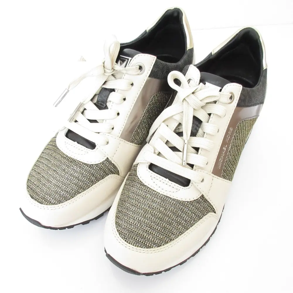 MICHAEL KORS マイケルコース ビリーチェーンメッシュ＆レザートレーナー スニーカー サイズ6M 約23cm ベージュ