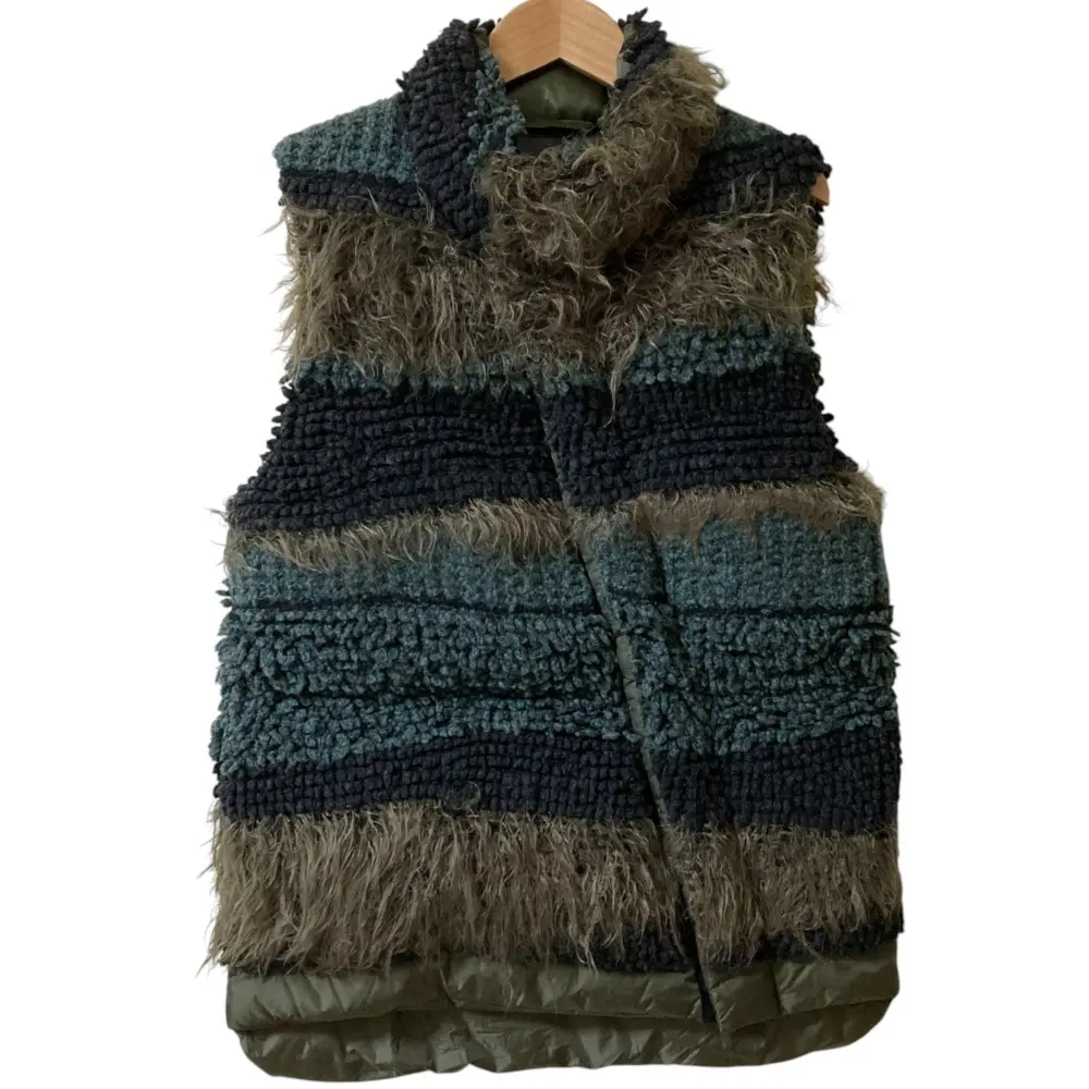 MIHARA YASUHIRO ミハラヤスヒロ 異素材 ニットボーダー ダウンベスト 12541657 38サイズ ネイビー カーキ 