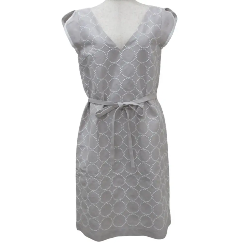 mina perhonen ミナペルホネン tambourin刺繍 タンバリン ノースリーブ ひざ丈 ワンピース 36 ライトグレー