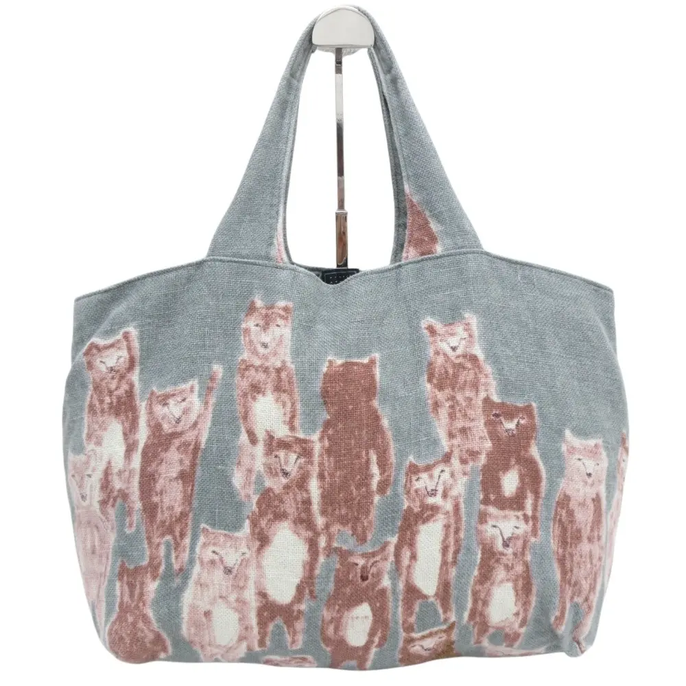 mina perhonen ミナペルホネン alive リネン100％ 総柄 ハンドバッグ パニーニバッグ ts9481 グレー系