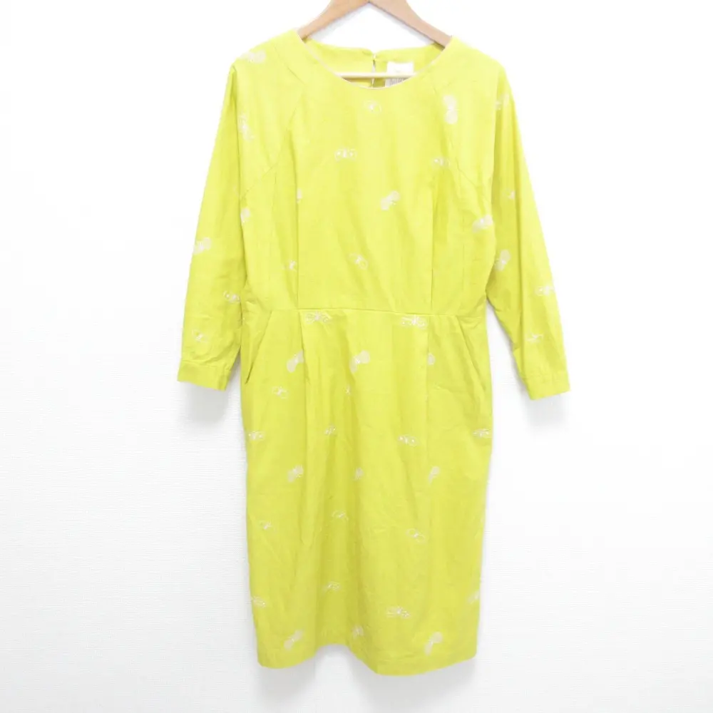 mina perhonen ミナペルホネン ランドリー choucho 刺繍 ワンピース Id3016 サイズ36 イエロー