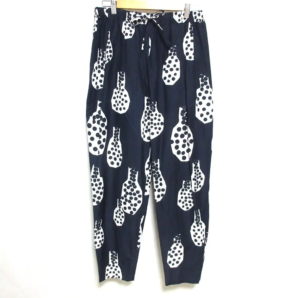 mina perhonen ミナペルホネン cidre コットン×シルク イージーパンツ YS4465 42 ネイビー