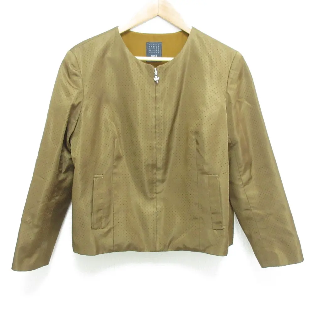 mina perhonen ミナペルホネン SUNNY SNOW ノーカラージャケット ua2270 サイズ38 ブラウン