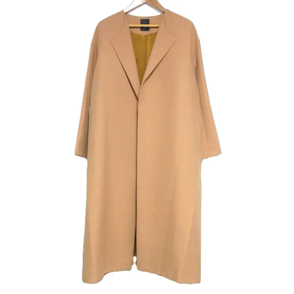 mina perhonen ミナペルホネン meteori シルク×ウール オープンフロント ノーカラーコート XA6616 40 ライトブラウン