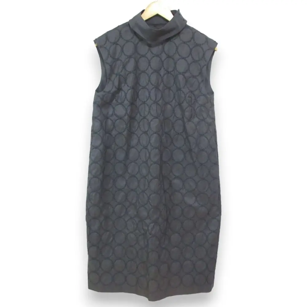 mina perhonen ミナペルホネン ガッレリア タンバリン 刺繍 ノースリーブ ミモレ丈ワンピース ドレス DR3628 サイズ38 グレー