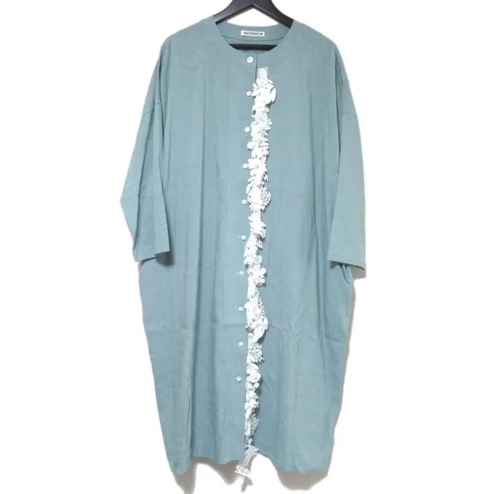 mina perhonen ミナペルホネン forest parade レースモチーフ リネン ドレス ワンピース ys3790s Fサイズ パステルグリーン ホワイト