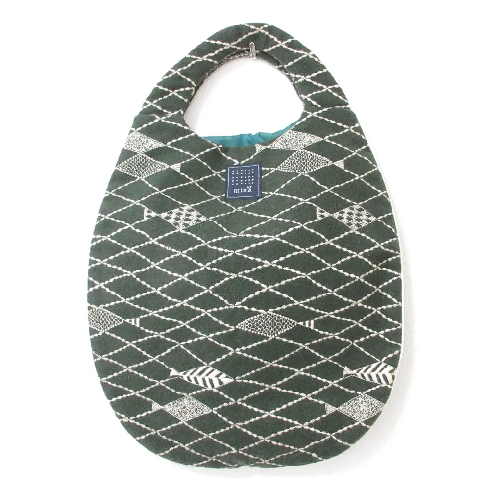 mina perhonen ミナペルホネン pacific パシフィック 魚 刺繍 アンゴラブレンド エッグバッグ ハンドバッグ e355 グリーン