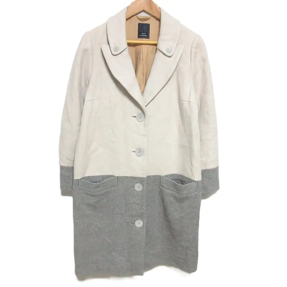 mina perhonen ミナペルホネン COAST リネン×シルクブレンド チェスターコート ベージュ 36 グレー