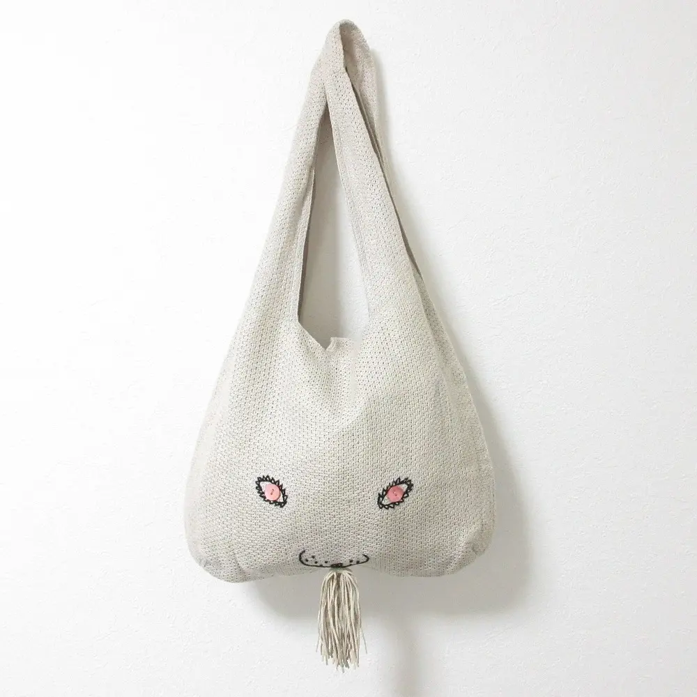 mina perhonen ミナペルホネン usa bag うさバッグ リネン100％ メッシュ フリンジ ハンドバッグ トートバッグ rs9584 ベージュ