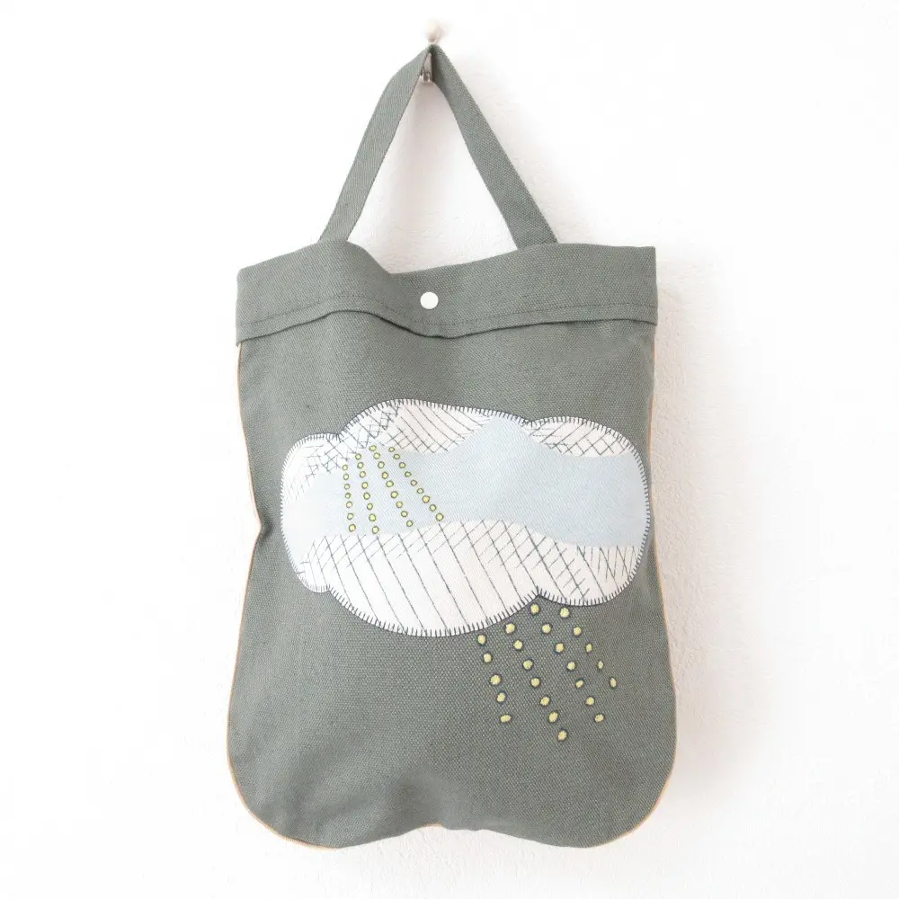 21SS mina perhonen ミナペルホネン after rain アフターレイン コットン×リネン ハンドバッグ ミニトート zs7005p F グリーン