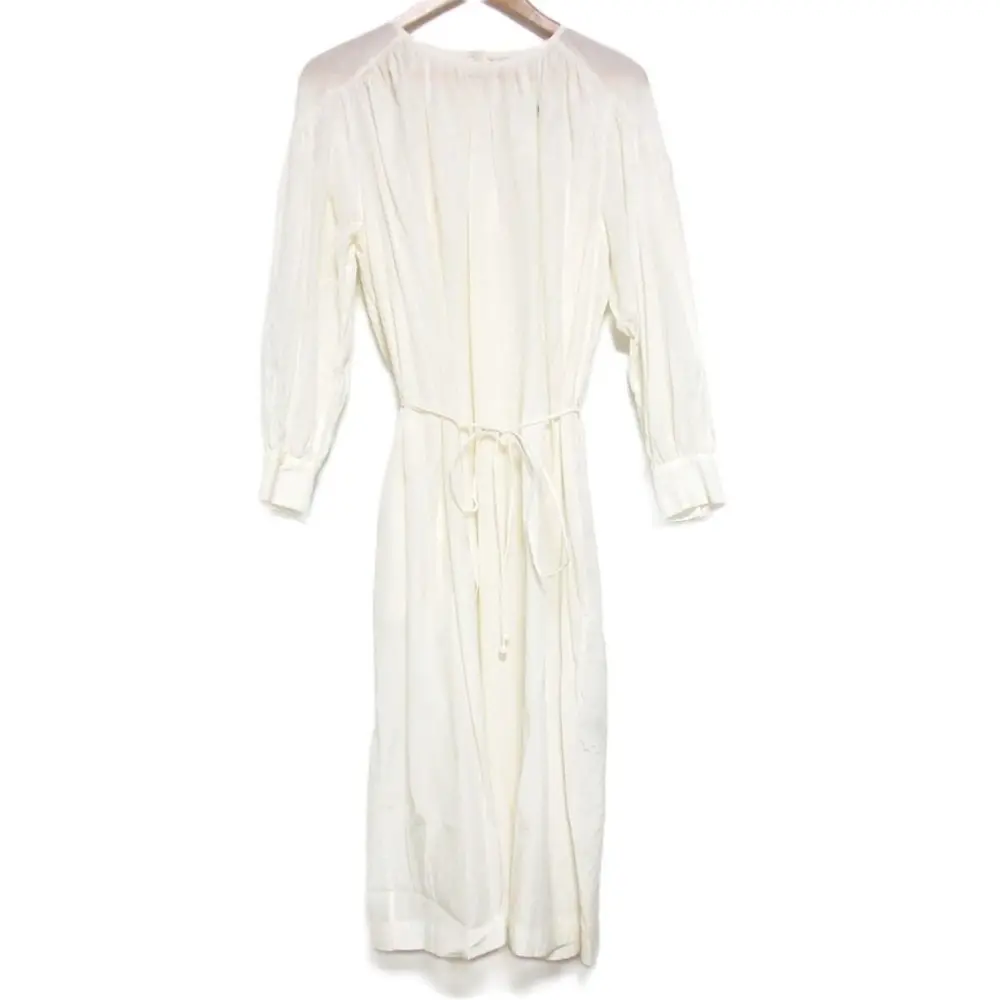 mina perhonen ミナペルホネン moon light シルク×コットン 長袖 ひざ下丈 ドレス ワンピース 38 ホワイト