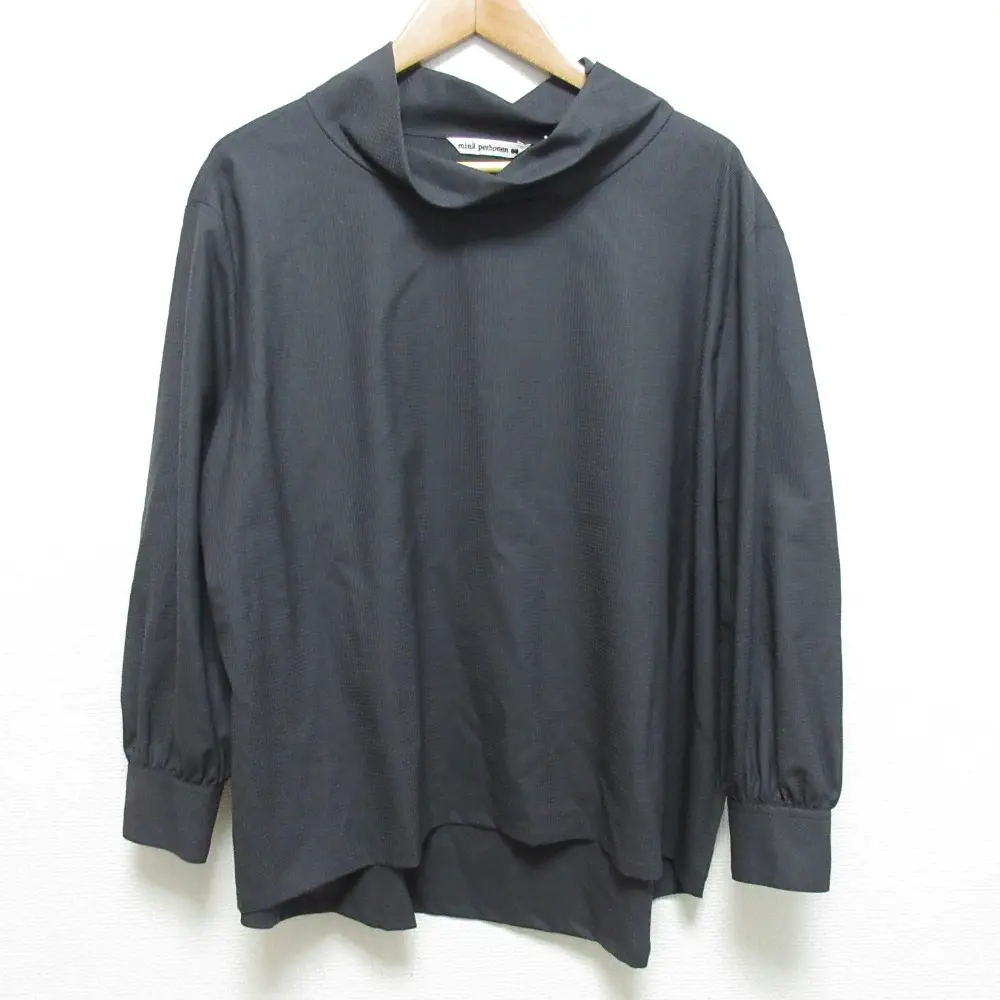 mina perhonen ミナペルホネン varjo ウール ハイネック ブラウス ys1042 サイズ40 チャコールグレー