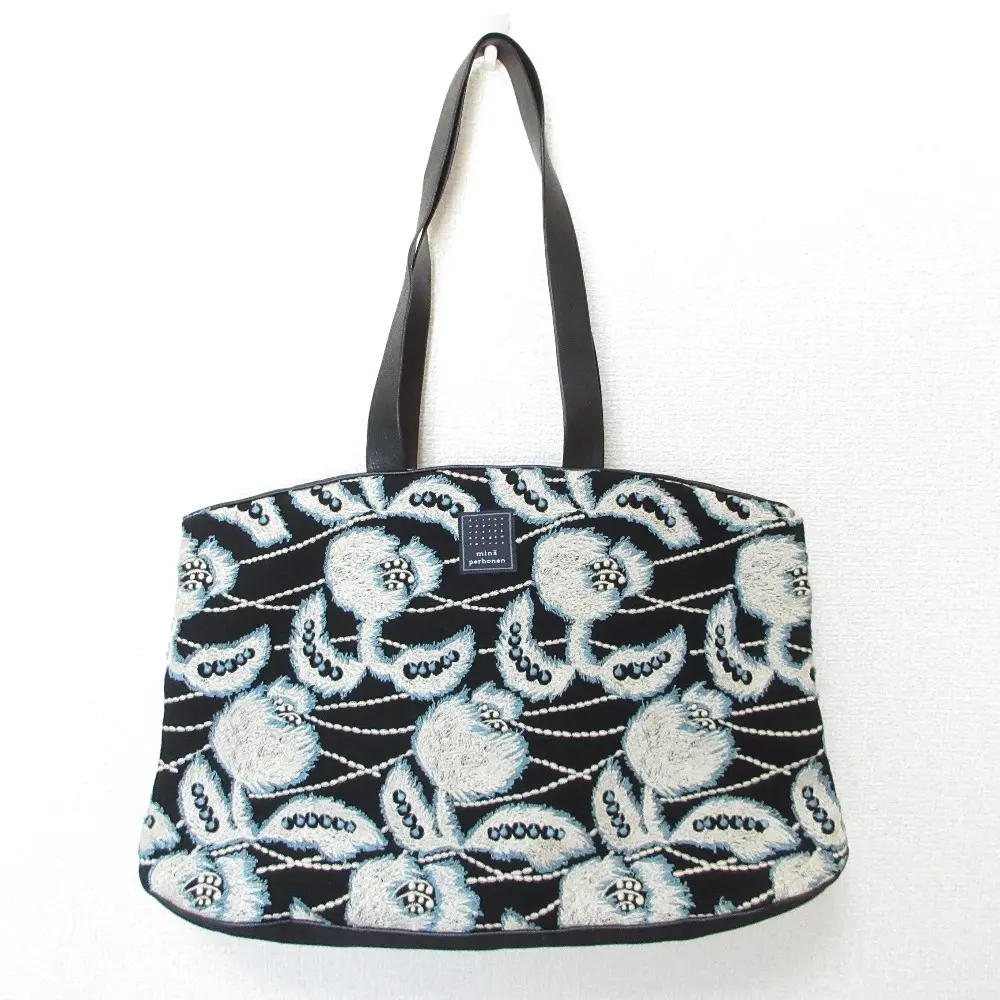 mina perhonen ミナペルホネン 松屋限定 laiva wind flower ライヴァバッグ トートバッグ za9228 ブラック