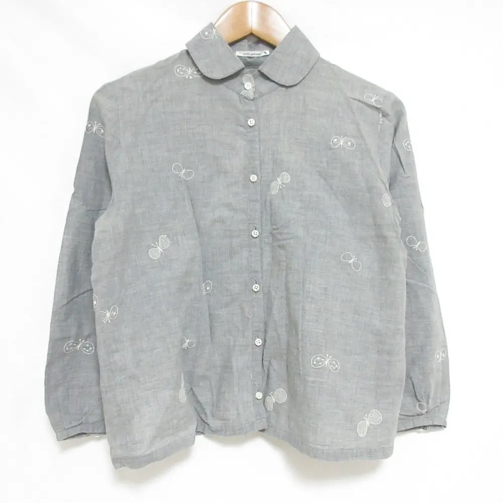 mina perhonen ミナペルホネン choucho キャメルブレンド 長袖 ブラウス シャツ ma1350 サイズ38 グレー