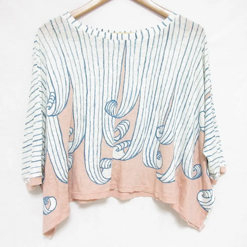 mina perhonen ミナペルホネン swing リネン100％ ショート丈 ワイドカットソー サイズ36 ピンクベージュ