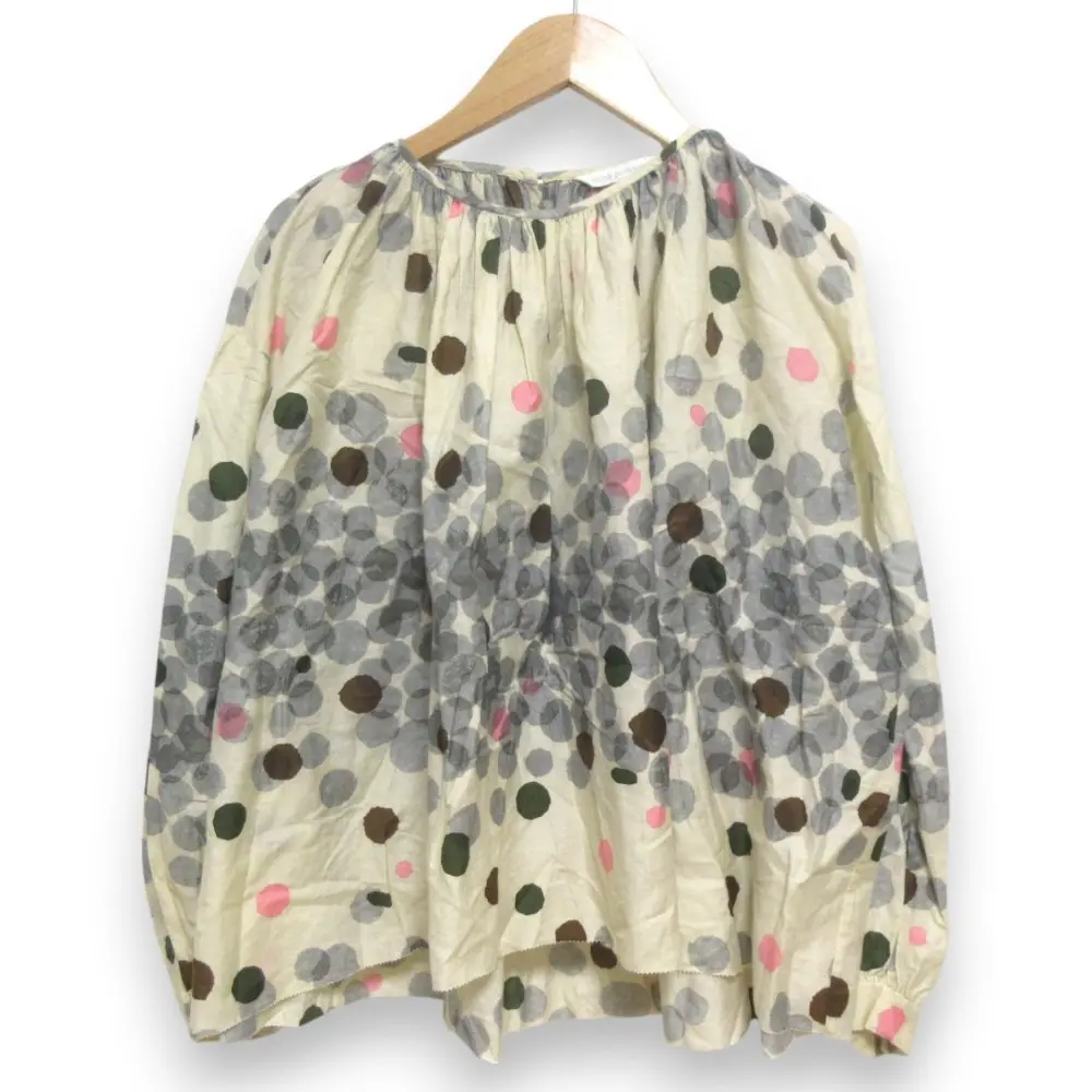 mina perhonen ミナペルホネン glimmer グリマー シルクブレンド 長袖 プルオーバー ワイド ブラウス ua1829 サイズ36 ベージュ系