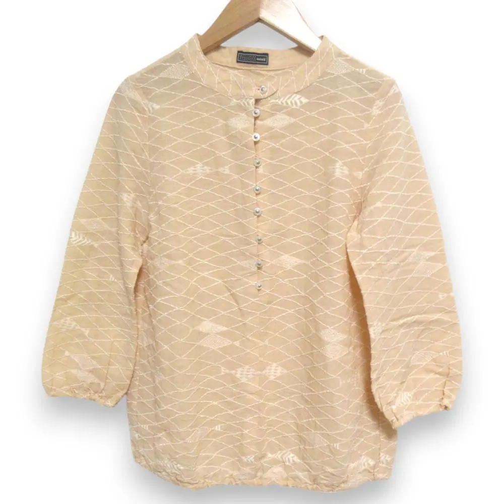 mina perhonen ミナペルホネン pacific パシフィック 刺 レース 長袖 七分袖 プルオーバー ブラウス ga1114 ピンクベージュ