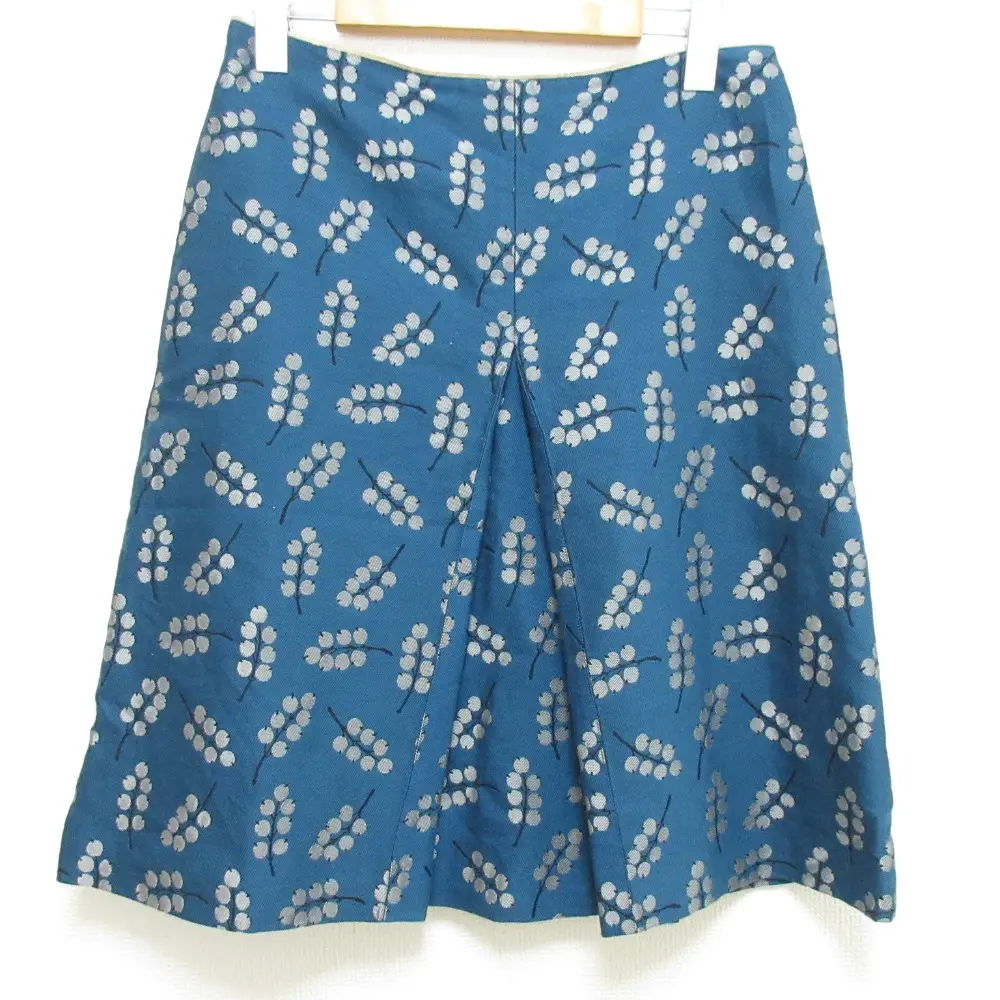 mina perhonen ミナペルホネン nanten ナンテン カシミヤブレンド ひざ丈 フロントタック スカート サイズ38 ブルー系