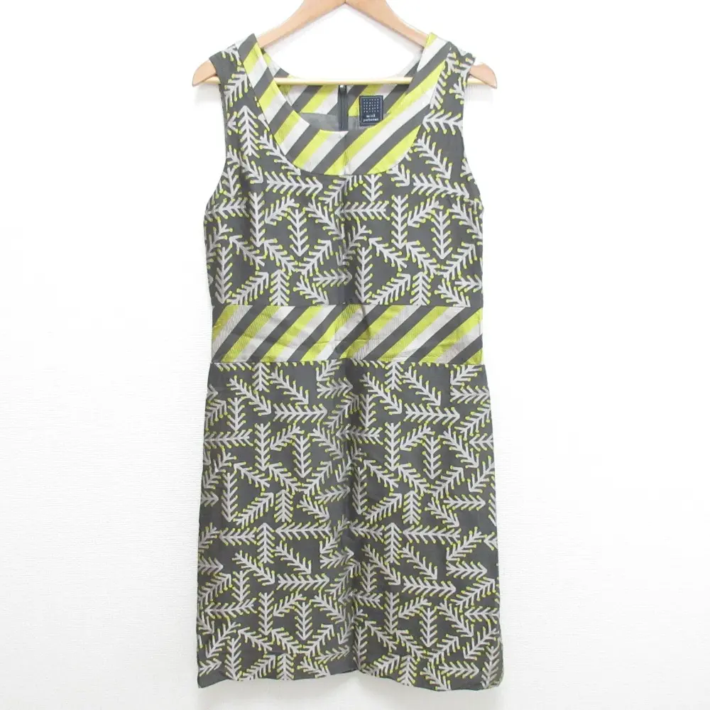 mina perhonen ミナペルホネン twig ツィッグ シルクウール ジャカード ノースリーブ ドレス ひざ丈 ワンピース グレー系