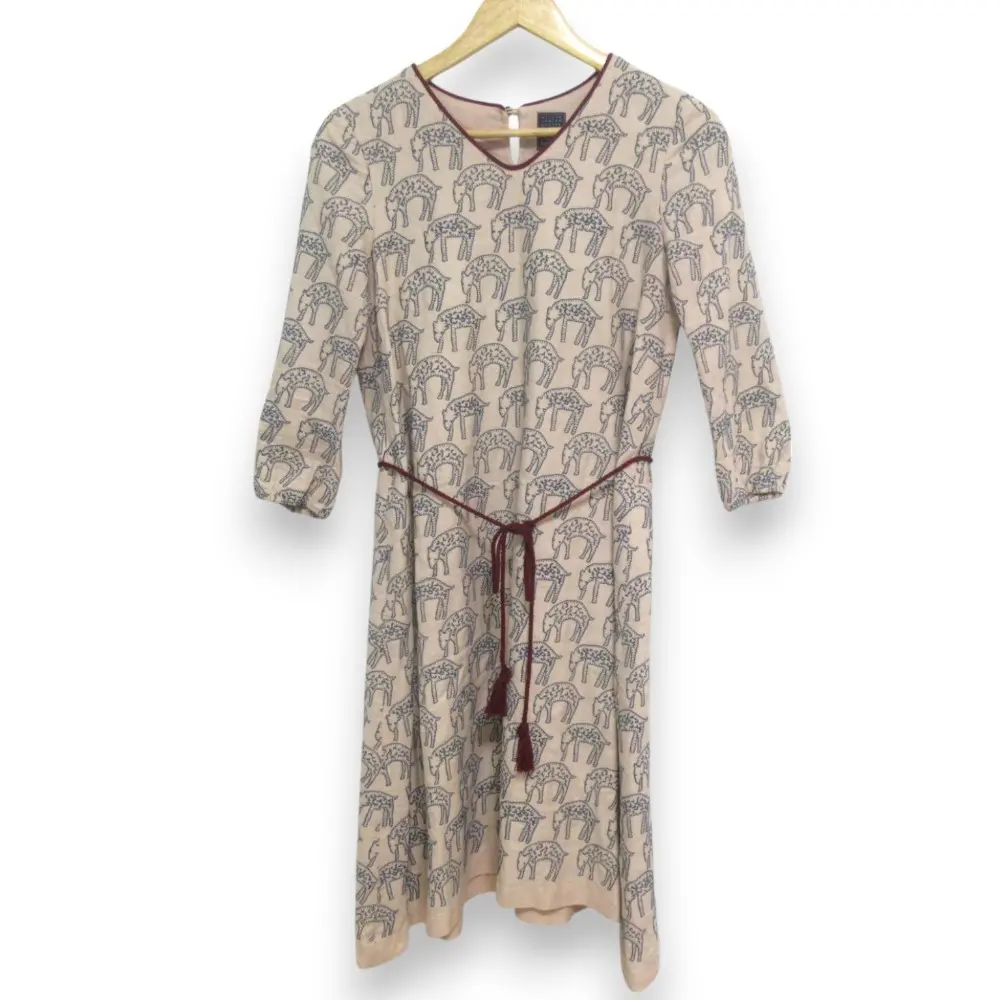 mina perhonen ミナペルホネン count 刺繍 アンゴラブレンド Vネック ミモレ丈ワンピース サイズ38 ベージュ系