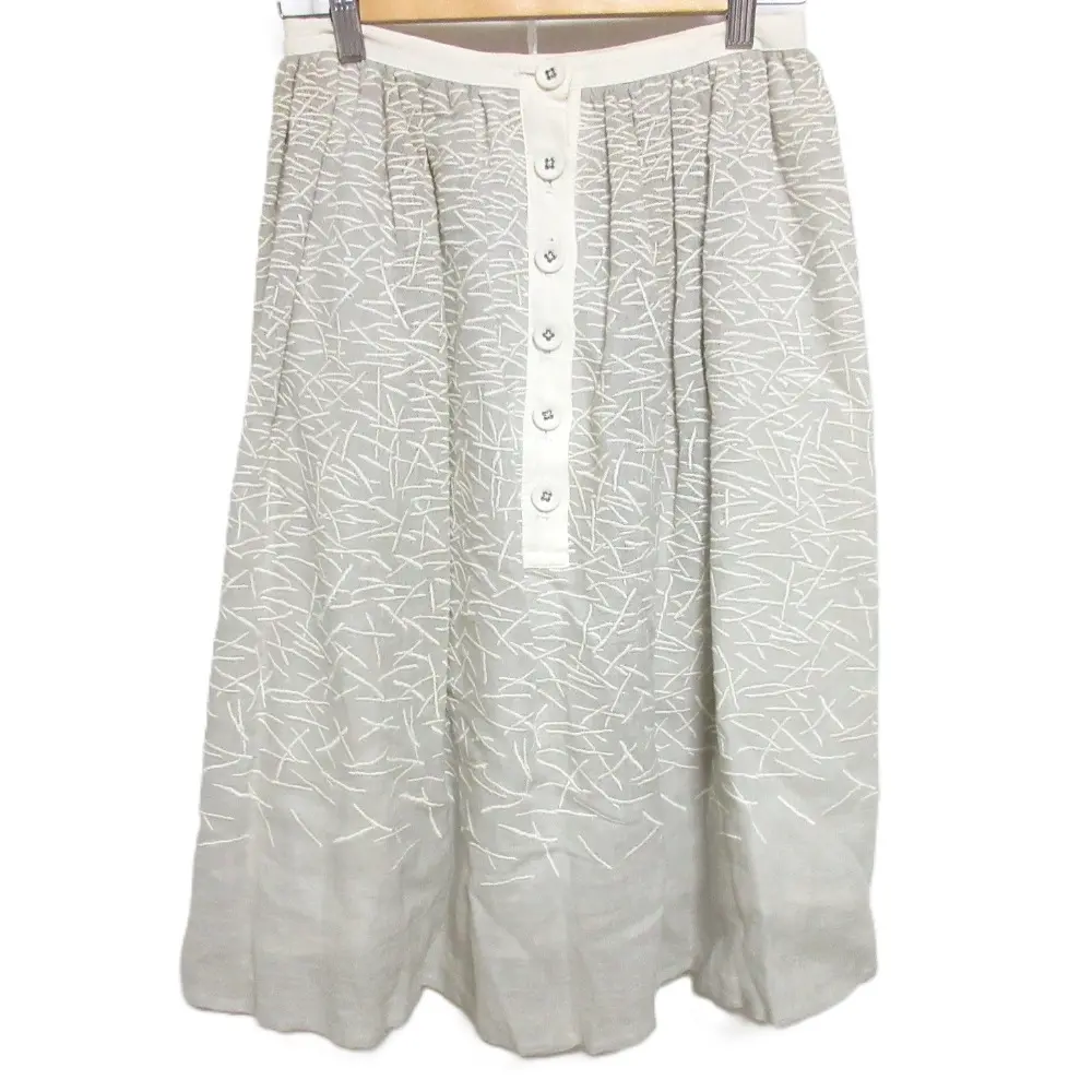 mina perhonen ミナペルホネン wave リネン100% ひざ丈 フロントボタン スカート グレー