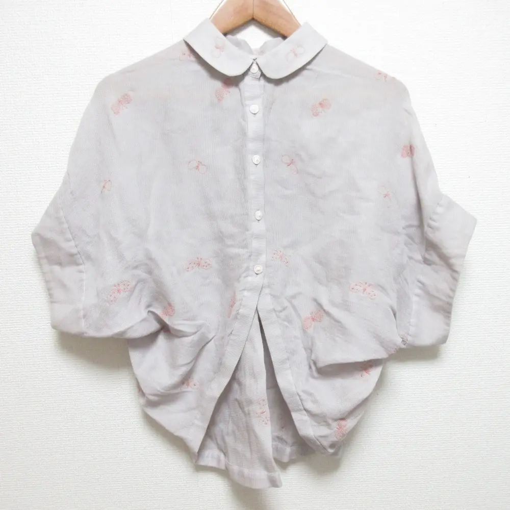 mina perhonen ミナペルホネン choucho プリント シャツ ブラウス サイズF パープル系