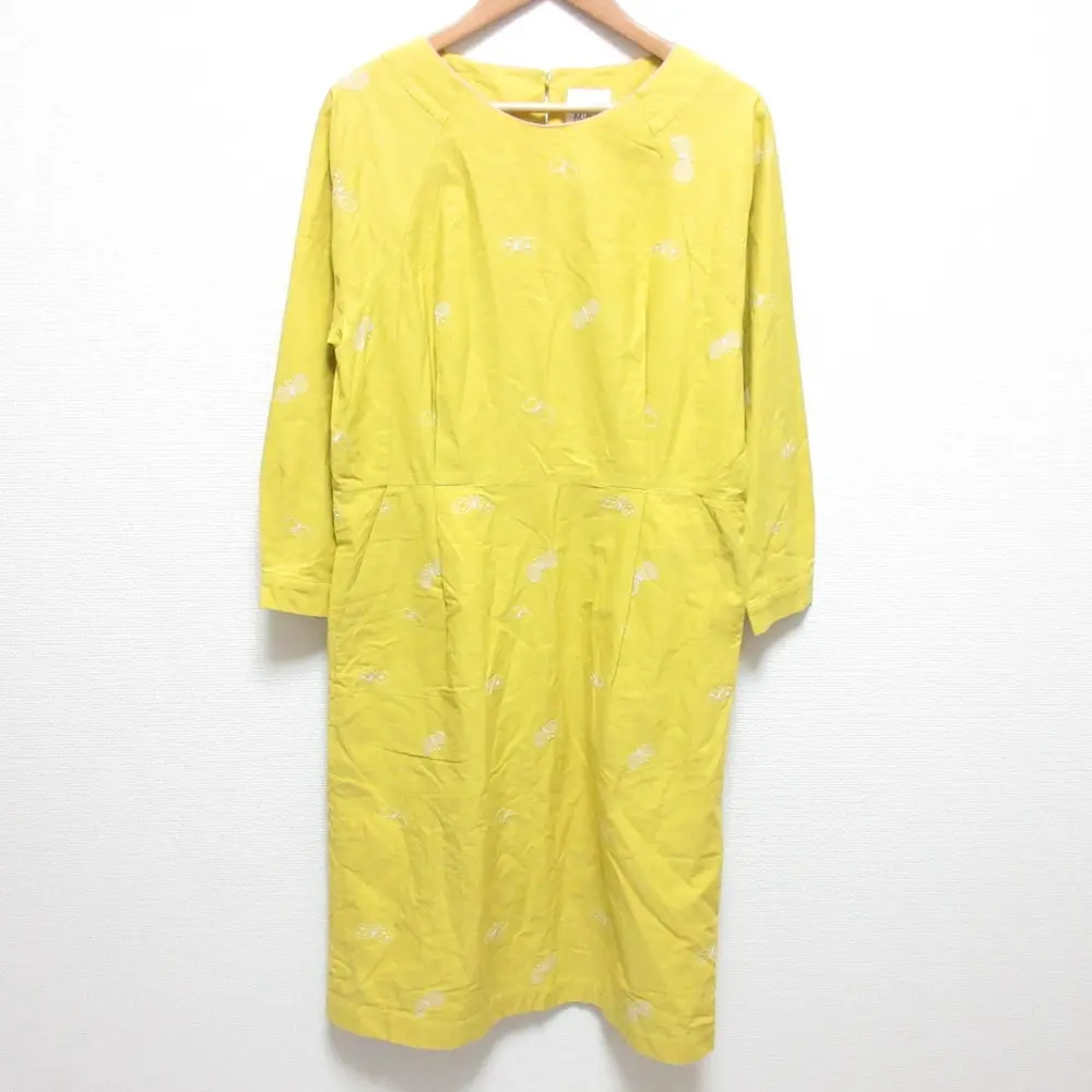 mina perhonen ミナペルホネン choucho 刺繍 ワンピース サイズ38 イエロー