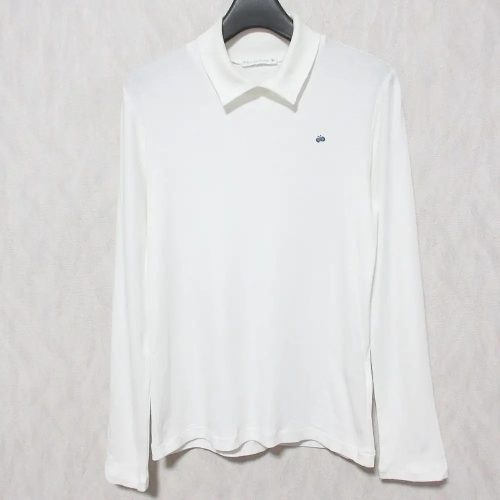 mina perhonen ミナペルホネン arctic アークティック ちょうちょ 刺繡 長袖 襟付き プルオーバー カットソー 38 ホワイト