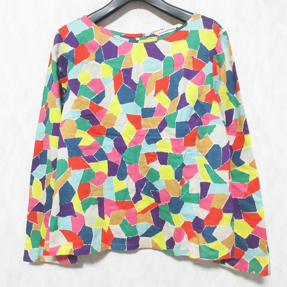mina perhonen ミナペルホネン piazza ピアッツア バックボタン 長袖 カットソー ブラウス 38 マルチカラー
