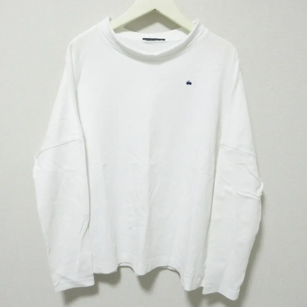 mina perhonen ミナペルホネン terre ちょうちょ 刺繡 ハイネック オフタートル 長袖 Tシャツ カットソー 38 ホワイト