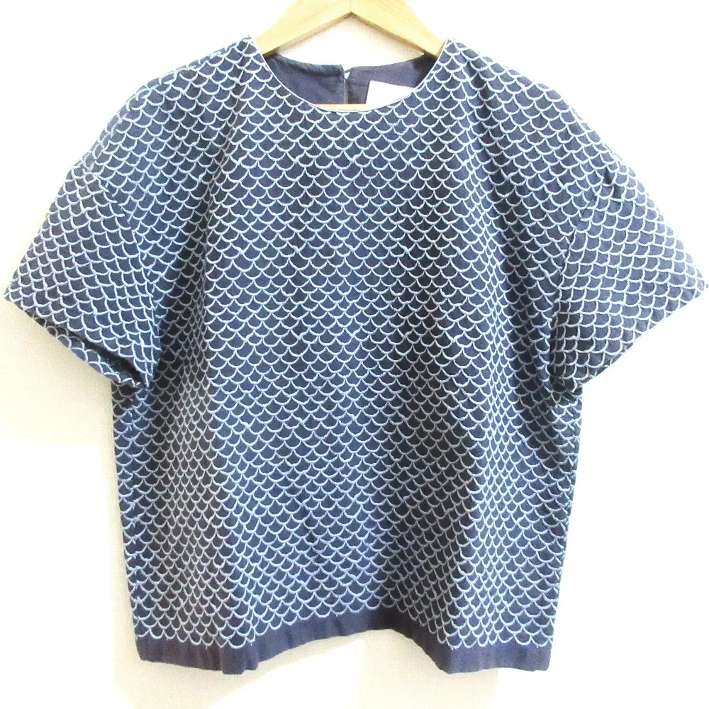 mina perhonen laundry ミナペルホネンランドリー mermaid ショートスリーブ カットソー ブラウス サイズ36 ネイビー