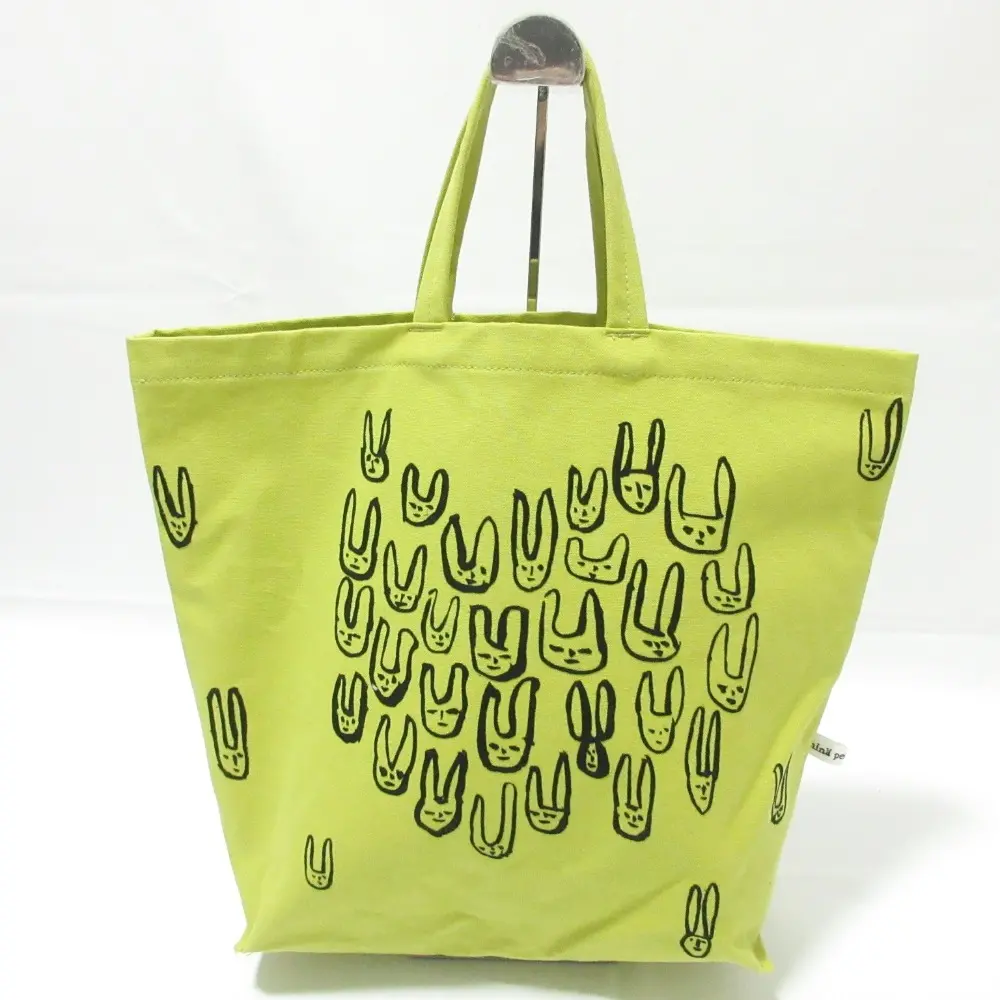 mina perhonen ミナペルホネン palmier パルミエール うさぎ柄 キャンバス トートバッグ ハンドバッグ イエロー