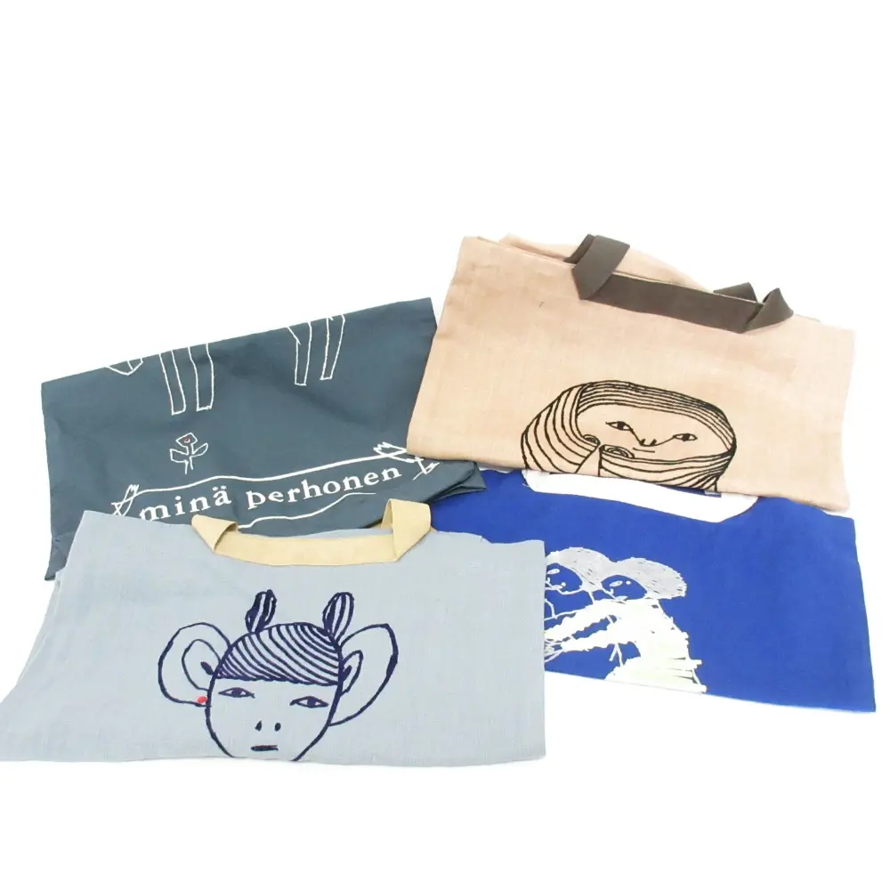 mina perhonen ミナペルホネン ワンマイルバッグ トートバッグ 4点セット おまとめ マルチカラー ブルー系 ピンク系