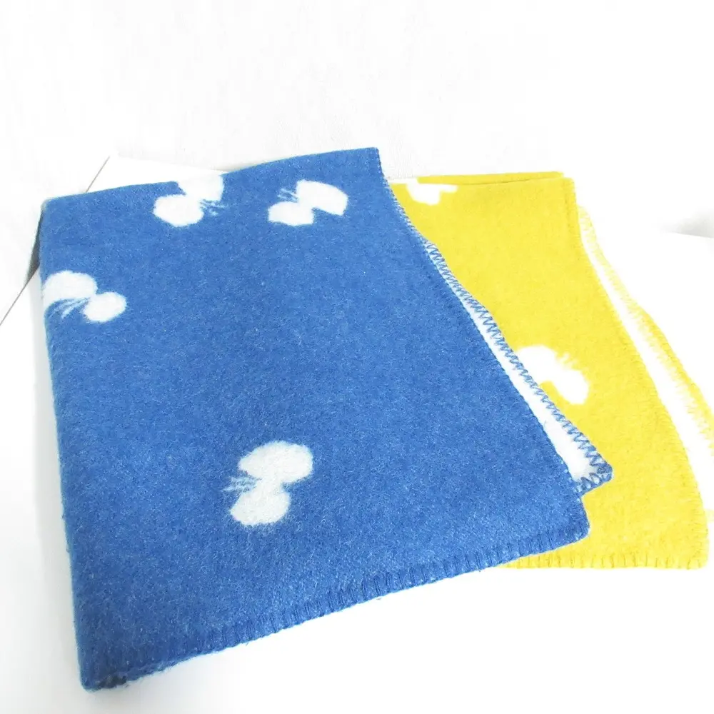 KLIPPAN × mina perhonen クリッパン×ミナペルホネン CHOUCHO ちょうちょ ウール ミニブランケット 2点セット イエロー ブルー