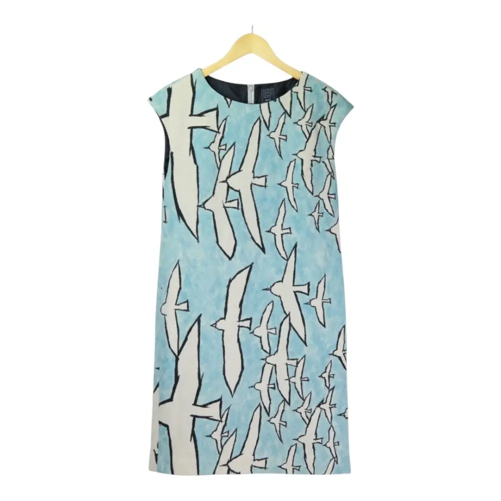 mina perhonen ミナペルホネン wataridori 渡り鳥 パイルウール ノースリーブ ワンピース ライトブルー