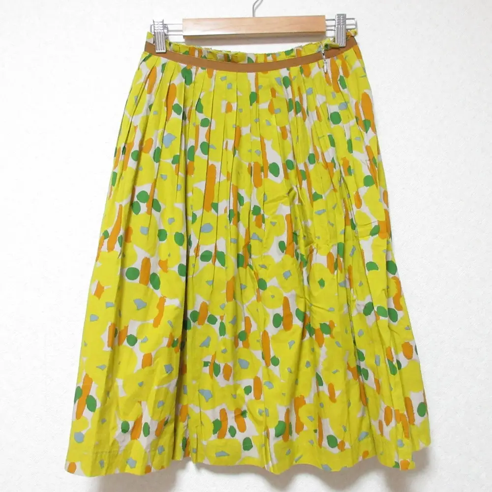 mina perhonen ミナペルホネン sonata フラワープリント スカート 36 イエロー