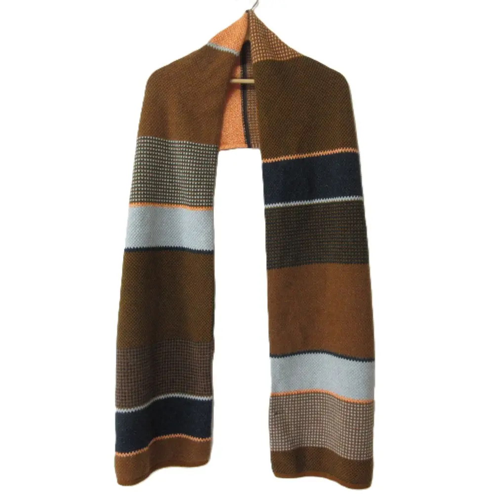 mina perhonen ミナペルホネン hikaru noguchi タックステッチ ストライプ SHAWL 大判 マフラー ストール ブラウン系