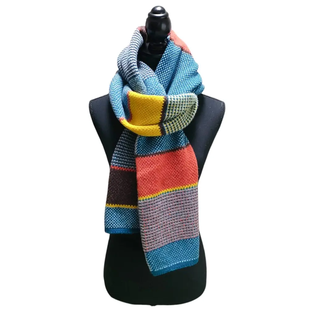 mina perhonen ミナペルホネン ヒカルノグチ ボーダー柄 ロング ニットマフラー マルチカラー