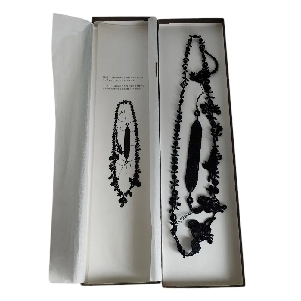 mina perhonen ミナペルホネン poem 私と鳥 刺繡 レース ネックレス ブレスレット アクセサリー 箱付き ブラック