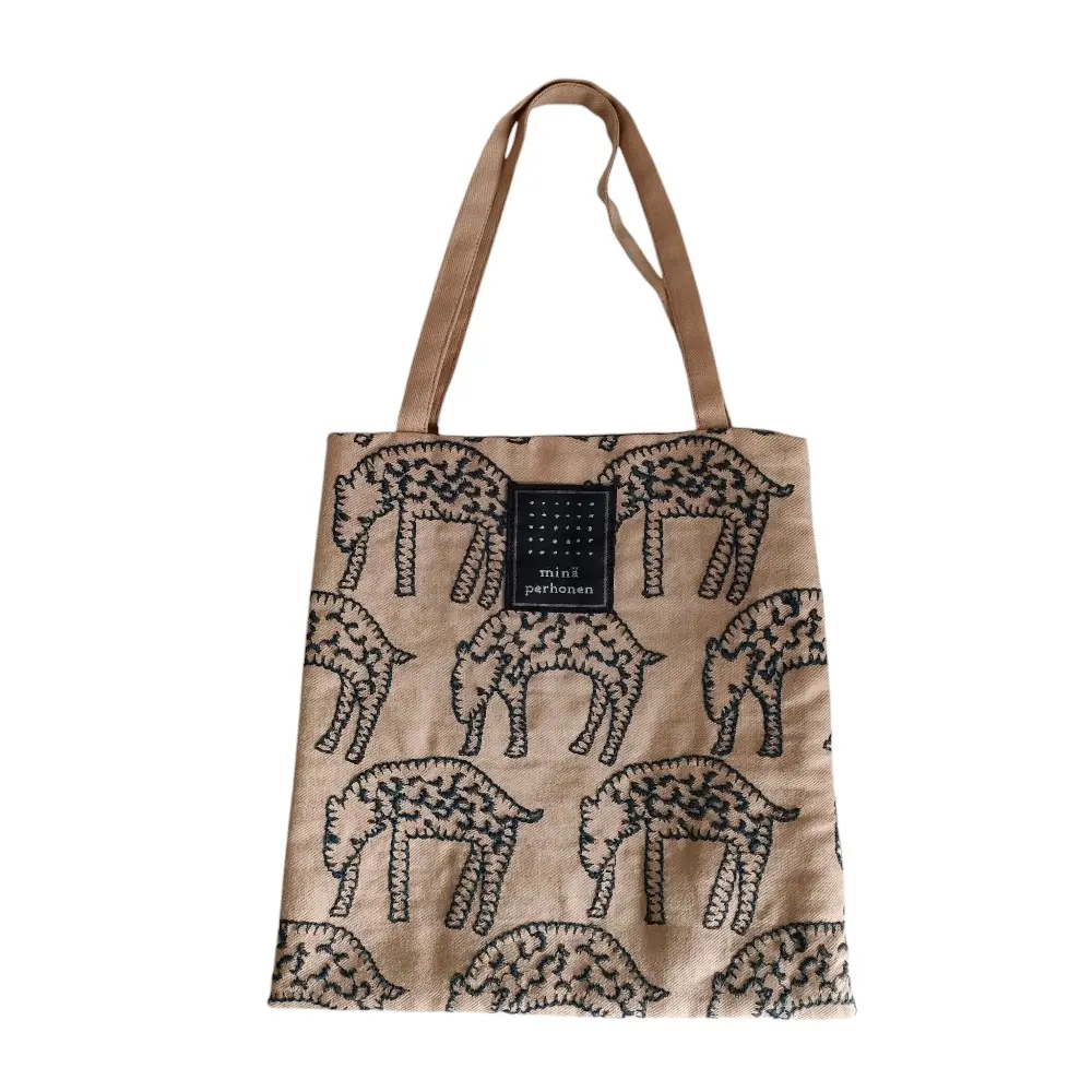 mina perhonen ミナペルホネン count ひつじ 刺繡 ミニバッグ ハンドバッグ ベージュ×ネイビー